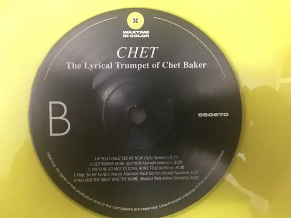 Chet Baker - Chet (Жовтий, 180 грам, Альбом, Лимітоване, Перевидання) - фото №8